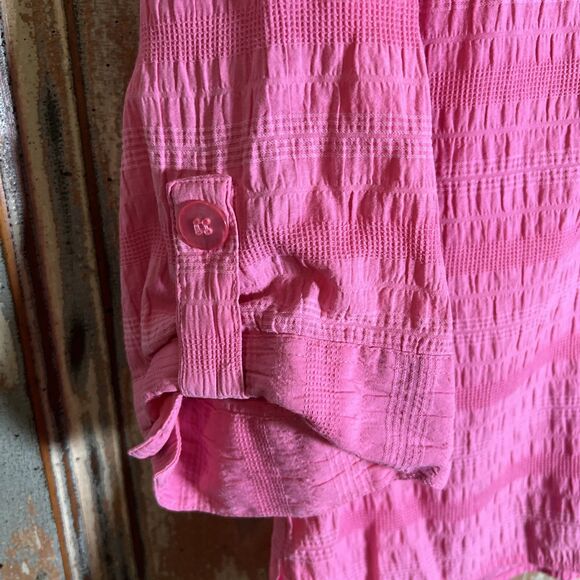 Rebecca Malone Womens Textured  3/4 Sleeve  VNeck Button Up Top Size L - Picture 2 of 8